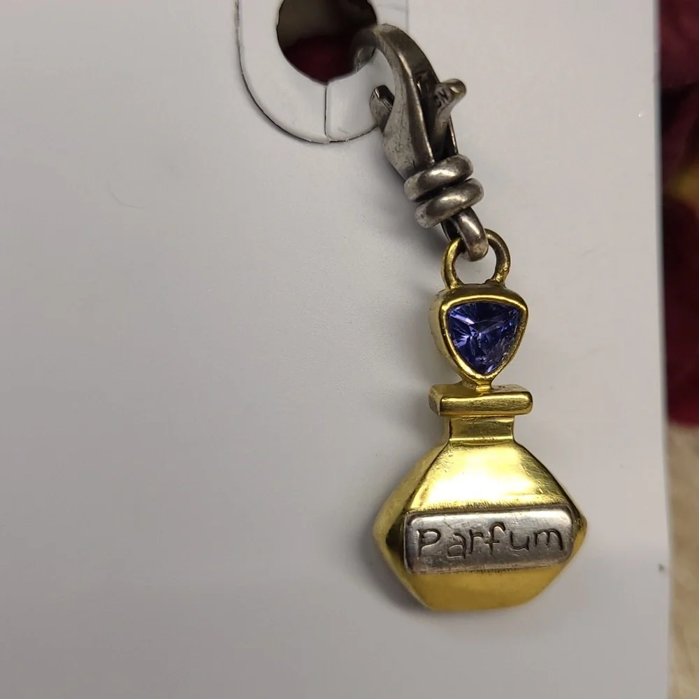 NEW Silpada Gold & Silver Parfum Bottle Charm Pendant Blue Crystal Lobster Clasp - Picture 2 of 6